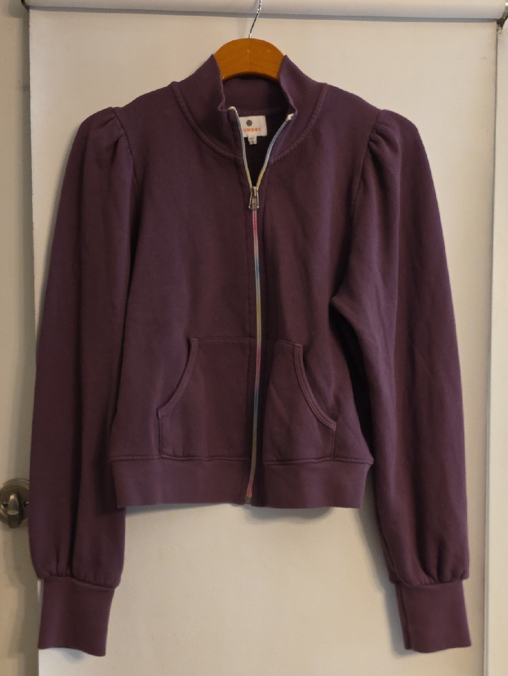 Sundry Purple Full Zip 100% Cotton Jacket Made In USA Pink & Blue Zipper Finish